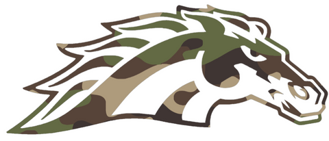 Western Michigan Broncos Woodland Camo Camouflage Mascot Logo Premium DieCut Vinyl Decal PICK SIZE