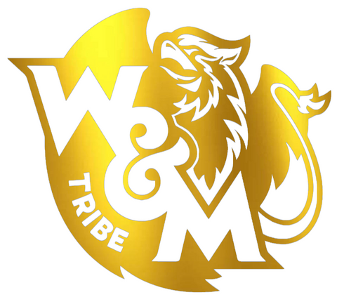 William and Mary Tribe GOLD CHROME MIRROR Team Logo Premium DieCut Vinyl Decal PICK SIZE