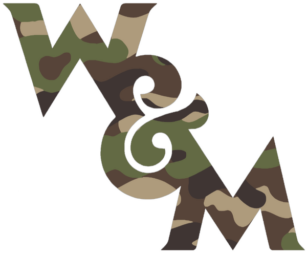 William and Mary Tribe Woodland Camo Camouflage W&M Logo Premium DieCut Vinyl Decal PICK SIZE