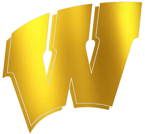 Wisconsin Badgers GOLD CHROME MIRROR Team Logo Premium DieCut Vinyl Decal PICK SIZE