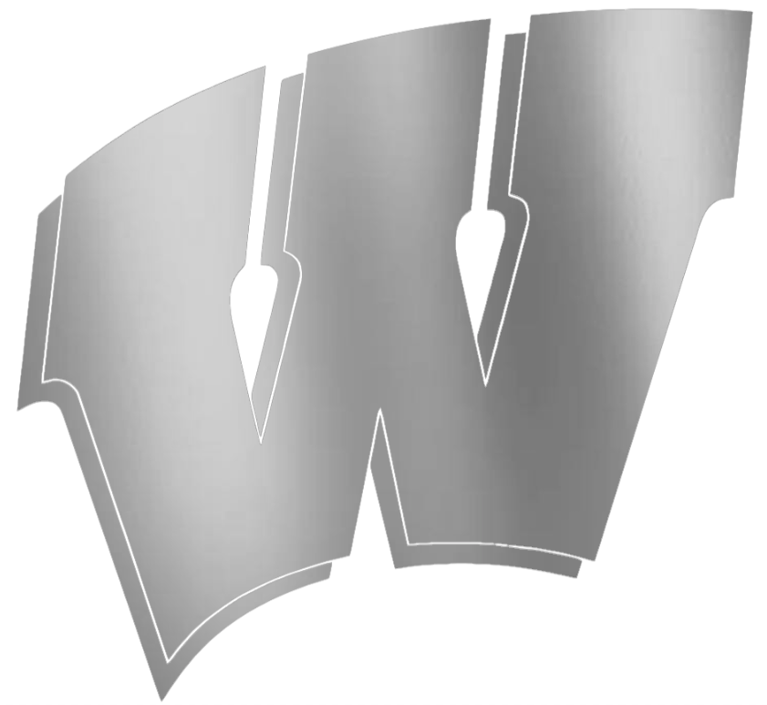 Wisconsin Badgers SILVER CHROME MIRROR Team Logo Premium DieCut Vinyl Decal PICK SIZE