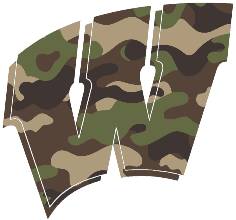 Wisconsin Badgers Woodland Camo Camouflage Team Logo Premium DieCut Vinyl Decal PICK SIZE
