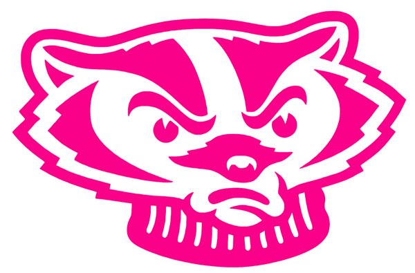 Wisconsin Badgers Hot Pink Bucky Mascot Head Logo Premium DieCut Vinyl Decal PICK SIZE