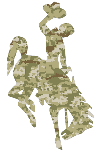 Wyoming Cowboys Team Logo Salute to Service Camouflage Camo Vinyl Decal PICK SIZE