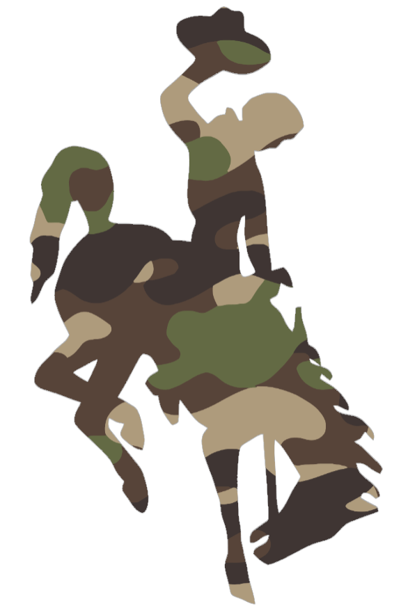 Wyoming Cowboys Woodland Camo Camouflage Team Logo Premium DieCut Vinyl Decal PICK SIZE