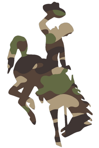 Wyoming Cowboys Woodland Camo Camouflage Team Logo Premium DieCut Vinyl Decal PICK SIZE
