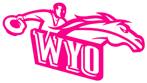 Wyoming Cowboys Hot Pink Retro Throwback Logo Premium DieCut Vinyl Decal PICK SIZE
