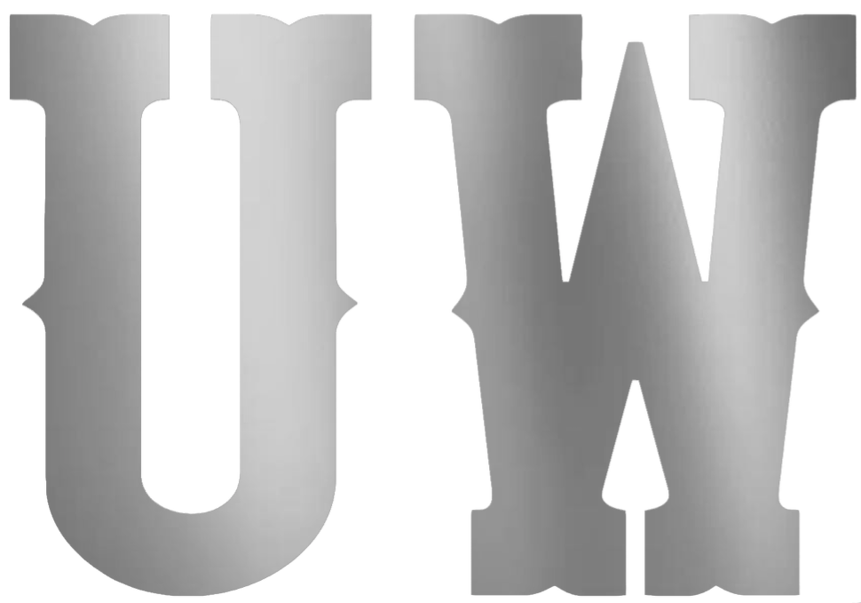 Wyoming Cowboys SILVER CHROME MIRROR UW Logo Premium DieCut Vinyl Decal PICK SIZE