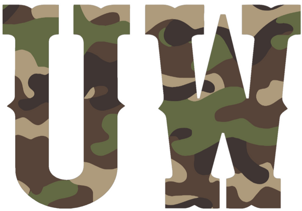 Wyoming Cowboys Woodland Camo Camouflage UW Logo Premium DieCut Vinyl Decal PICK SIZE
