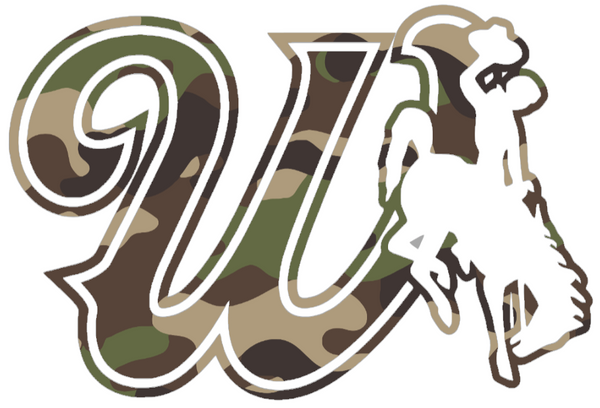 Wyoming Cowboys Woodland Camo Camouflage W Logo Premium DieCut Vinyl Decal PICK SIZE