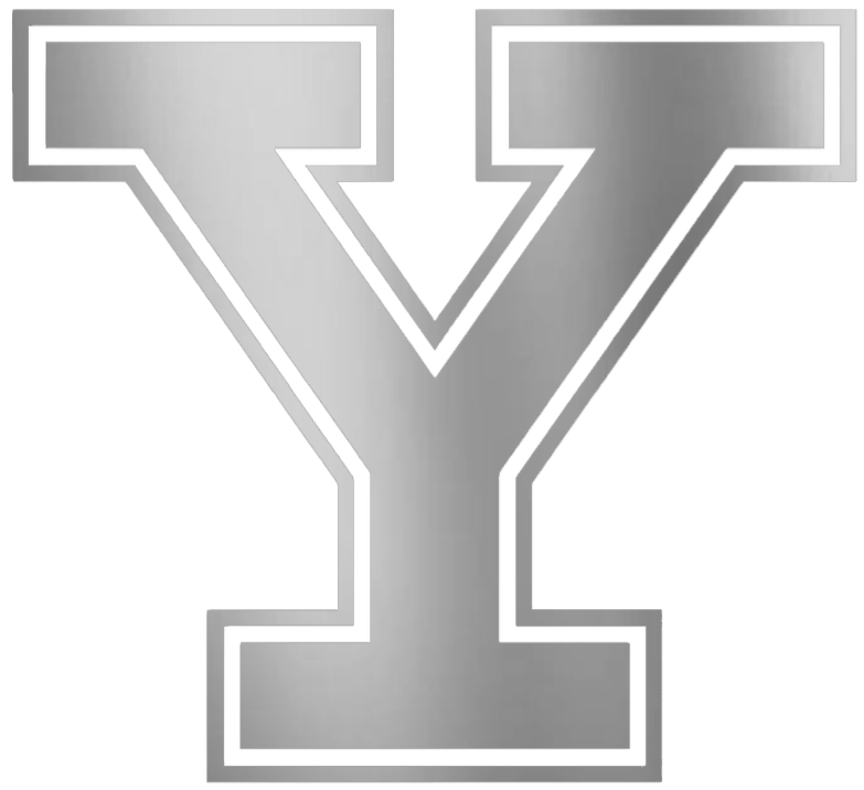 Yale Bulldogs SILVER CHROME MIRROR Team Logo Premium DieCut Vinyl Decal PICK SIZE