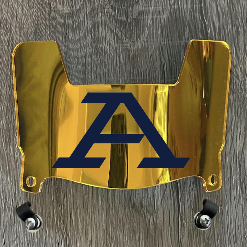 Akron Zips Mini Football Helmet Visor Shield Gold Chrome Mirror w/ Clips