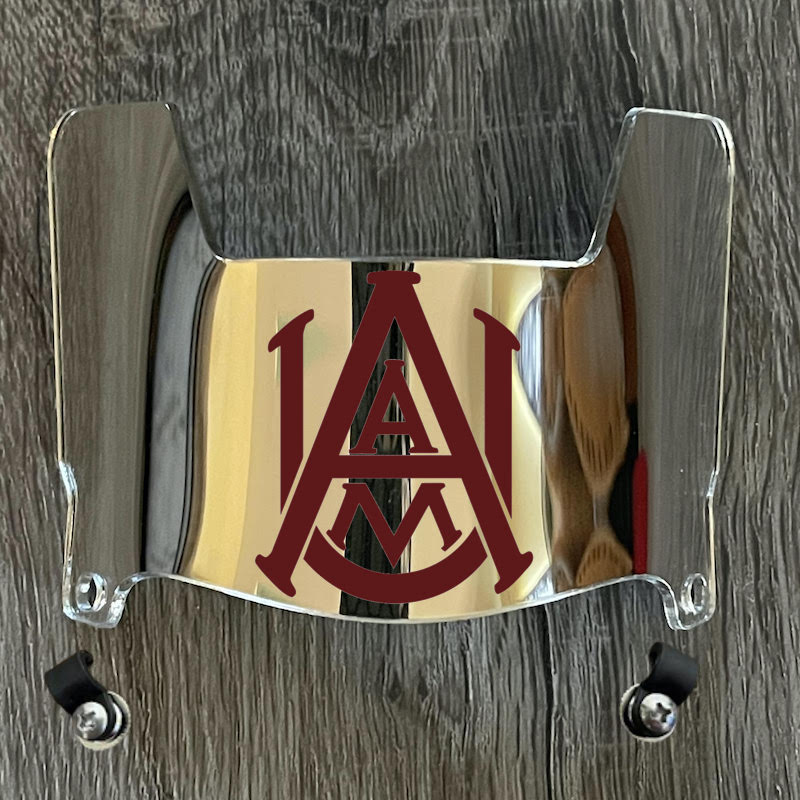 Alabama A&M Bulldogs Mini Football Helmet Visor Shield Silver Chrome Mirror w/ Clips