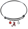 Alabama Crimson Tide Black NCAA Expandable Wire Bangle Charm Bracelet