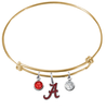 Alabama Crimson Tide Gold NCAA Expandable Wire Bangle Charm Bracelet