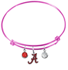 Alabama Crimson Tide Pink NCAA Expandable Wire Bangle Charm Bracelet