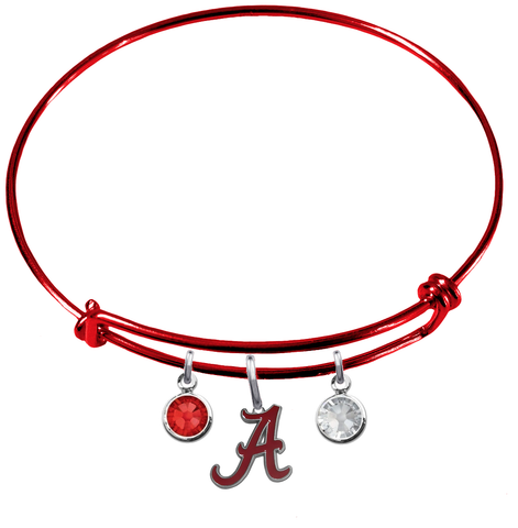 Alabama Crimson Tide Red NCAA Expandable Wire Bangle Charm Bracelet