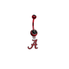 Alabama Crimson Tide Red w/ Black Gem College Belly Button Navel Ring - Pick Your Color