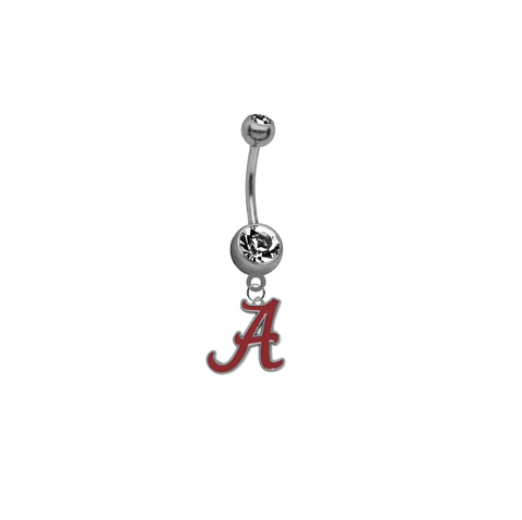 Alabama Crimson Tide Silver College Belly Button Navel Ring - Pick Your Color
