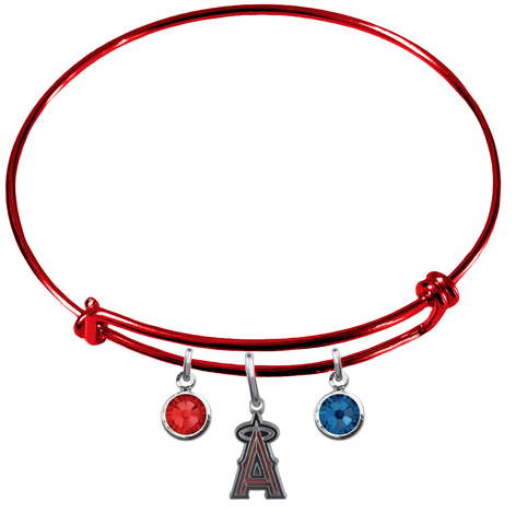 Anaheim Angels Red MLB Expandable Wire Bangle Charm Bracelet