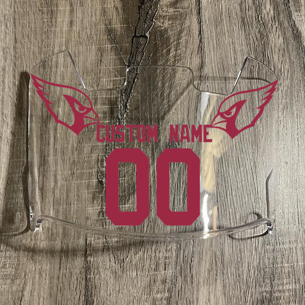 Copy of Arizona Cardinals Custom Name & Number Full Size Football Helmet Visor Shield Clear w/ Clips - RED