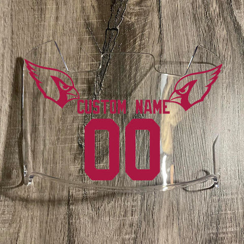 Copy of Arizona Cardinals Custom Name & Number Full Size Football Helmet Visor Shield Clear w/ Clips - RED