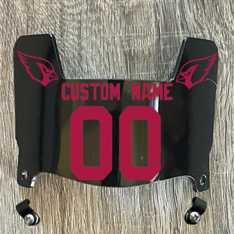 Arizona Cardinals Custom Name & Number Mini Football Helmet Visor Shield Black Dark Tint w/ Clips - RED