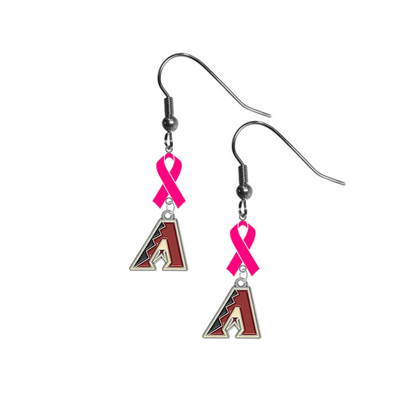 Arizona Diamondbacks MLB Breast Cancer Awareness Pink Ribbon Dangle Earrings