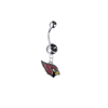 Arizona Cardinals Silver Black Swarovski Belly Button Navel Ring - Customize Gem Colors