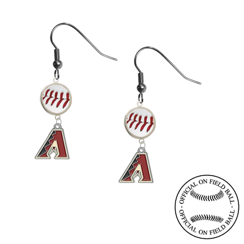 Arizona Diamondbacks MLB Authentic Rawlings On Field Leather Baseball Dangle Earrings