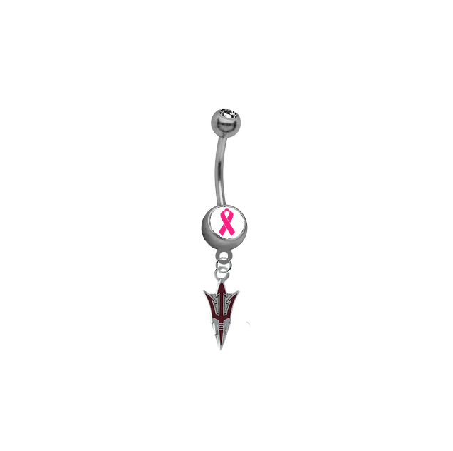 Arizona State Sun Devils Style 2 Beast Cancer Awareness Belly Button Navel Ring