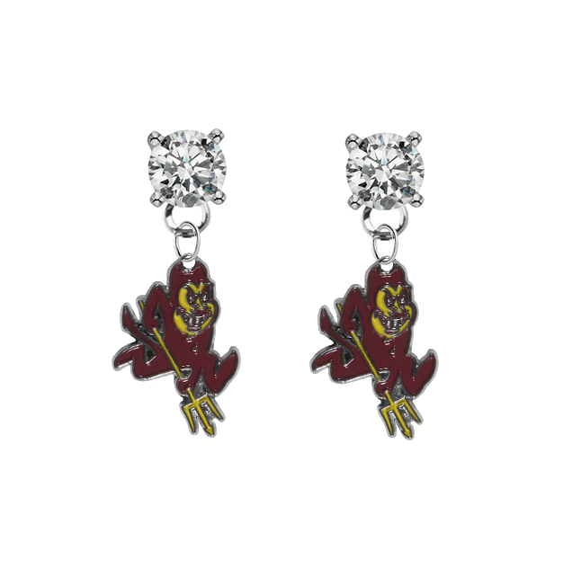 Arizona State Sun Devils CLEAR Swarovski Crystal Stud Rhinestone Earrings