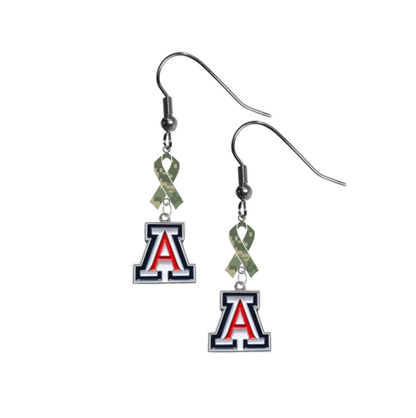 Arizona Wildcats Salute to Service Camouflage Camo Ribbon Dangle Earrings