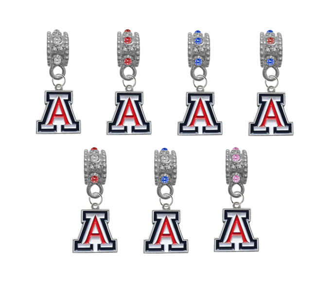 Arizona Wildcats NCAA Crystal Rhinestone European Bracelet Charm