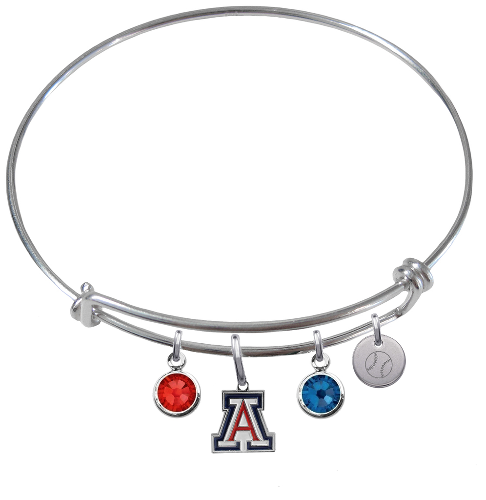 Arizona Wildcats Baseball Expandable Wire Bangle Charm Bracelet