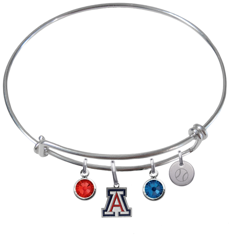 Arizona Wildcats Softball Expandable Wire Bangle Charm Bracelet