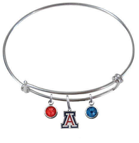 Arizona Wildcats NCAA Expandable Wire Bangle Charm Bracelet