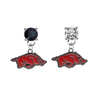 Arkansas Razorbacks BLACK & CLEAR Swarovski Crystal Stud Rhinestone Earrings