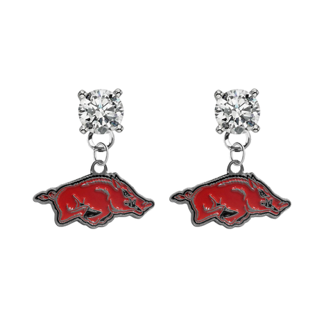 Arkansas Razorbacks CLEAR Swarovski Crystal Stud Rhinestone Earrings