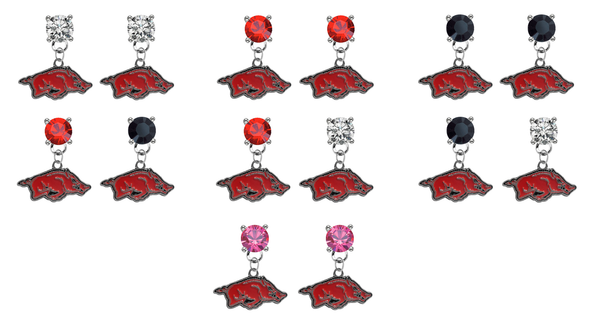 Arkansas Razorbacks NCAA Swarovski Crystal Stud Rhinestone Earrings