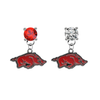 Arkansas Razorbacks RED & CLEAR Swarovski Crystal Stud Rhinestone Earrings
