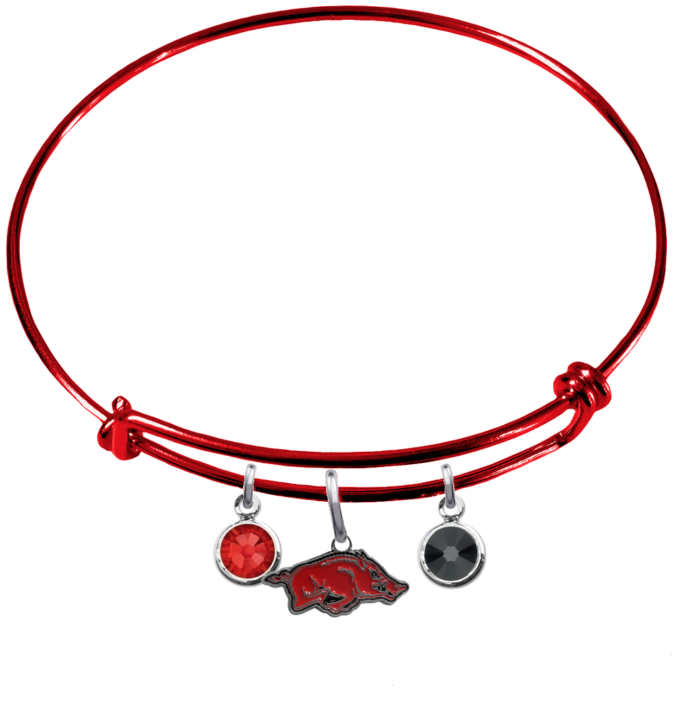 Arkansas Razorbacks Red NFL Expandable Wire Bangle Charm Bracelet