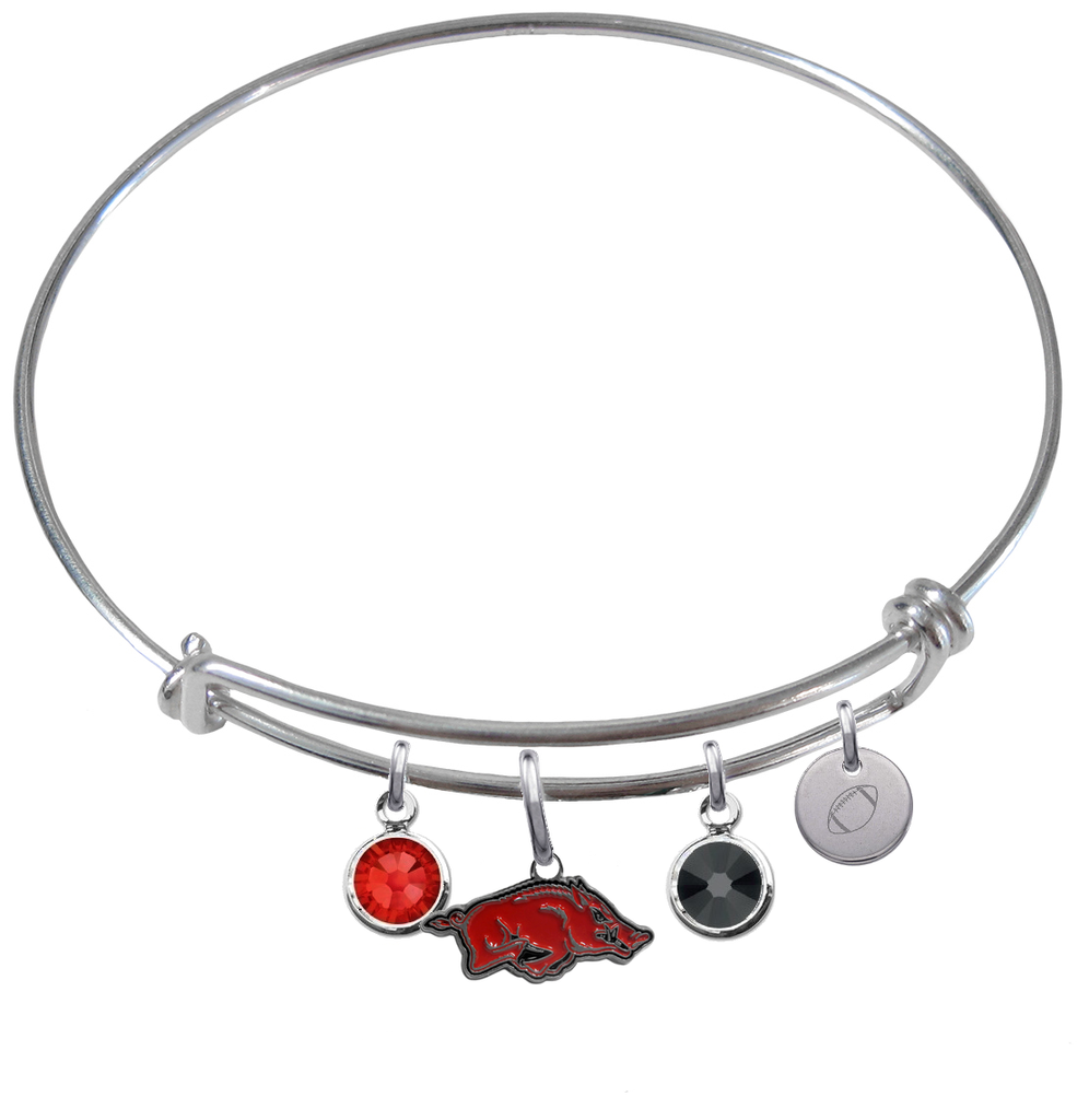 Arkansas Razorbacks Football Expandable Wire Bangle Charm Bracelet