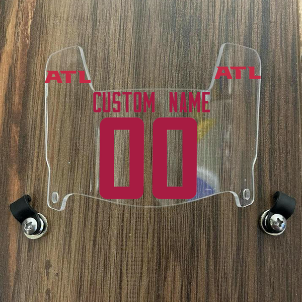 Atlanta Falcons Custom Name & Number Mini Football Helmet Visor Shield Clear w/ Clips - RED