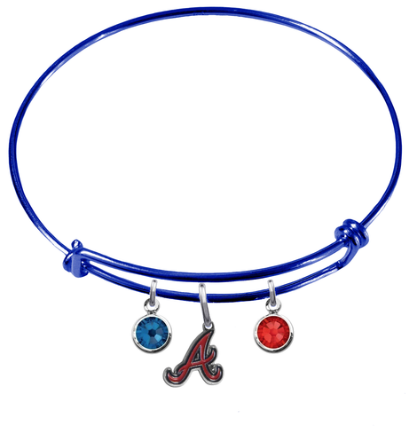 Atlanta Braves Blue MLB Expandable Wire Bangle Charm Bracelet