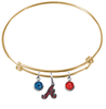 Atlanta Braves Gold MLB Expandable Wire Bangle Charm Bracelet