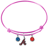 Atlanta Braves Pink MLB Expandable Wire Bangle Charm Bracelet