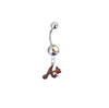 Atlanta Braves Style 2 Silver Auora Borealis Swarovski Belly Button Navel Ring - Customize Gem Colors