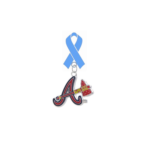 Atlanta Braves Style 2 MLB Prostate Cancer Awareness / Fathers Day Light Blue Ribbon Lapel Pin