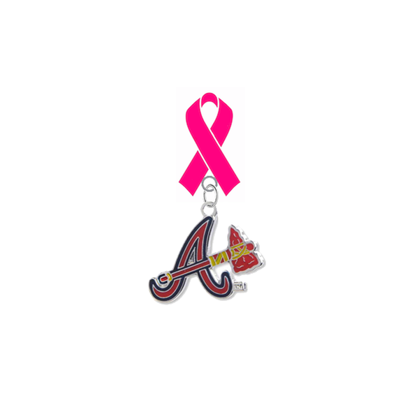 Atlanta Braves Style 2 MLB Breast Cancer Awareness / Mothers Day Pink Ribbon Lapel Pin